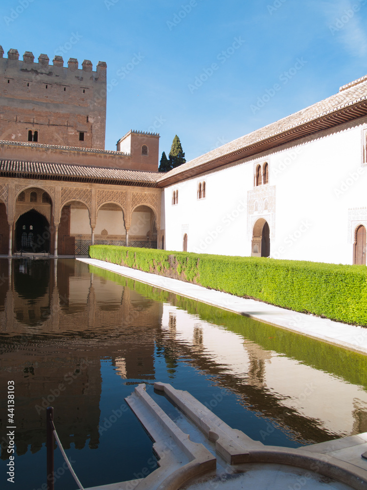 Fototapeta premium The Court of the Myrtles and Comares tower, Alhambra, Granada, S
