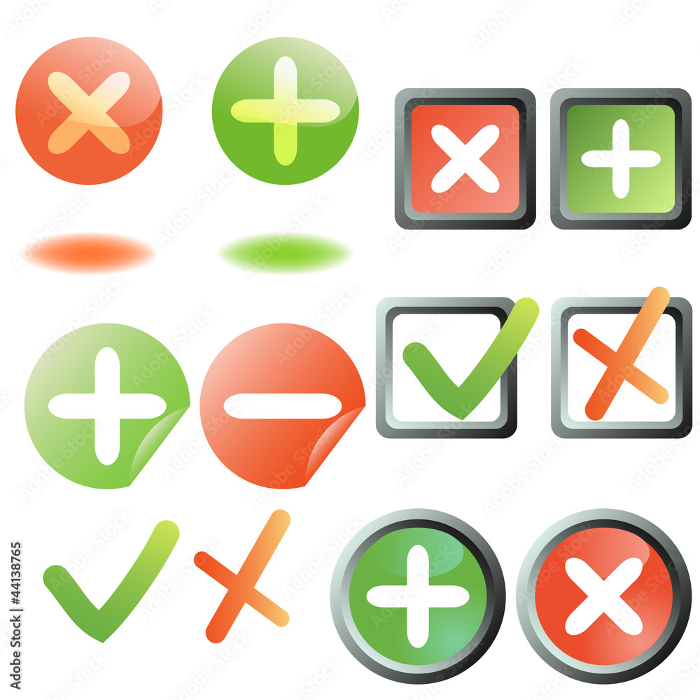 Fototapeta premium Add and remove buttons collection