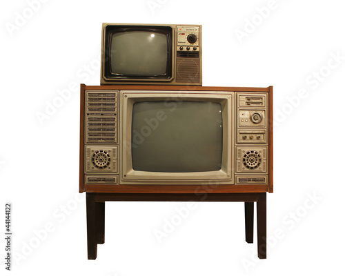 Vintage television isolated with clipping path