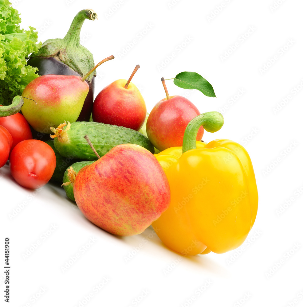 collection fruits and vegetables isolated on white background collection fruits and vegetables isolated on white background