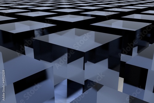 3D cubes, an abstract background in blue