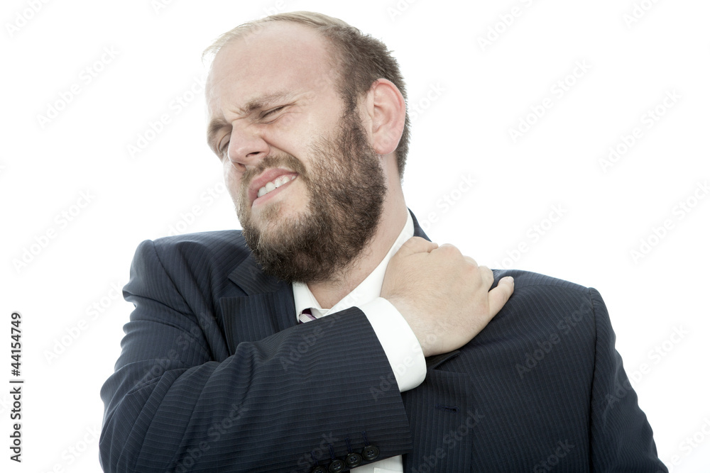 beard business man has pain in neck beard business man has pain in neck