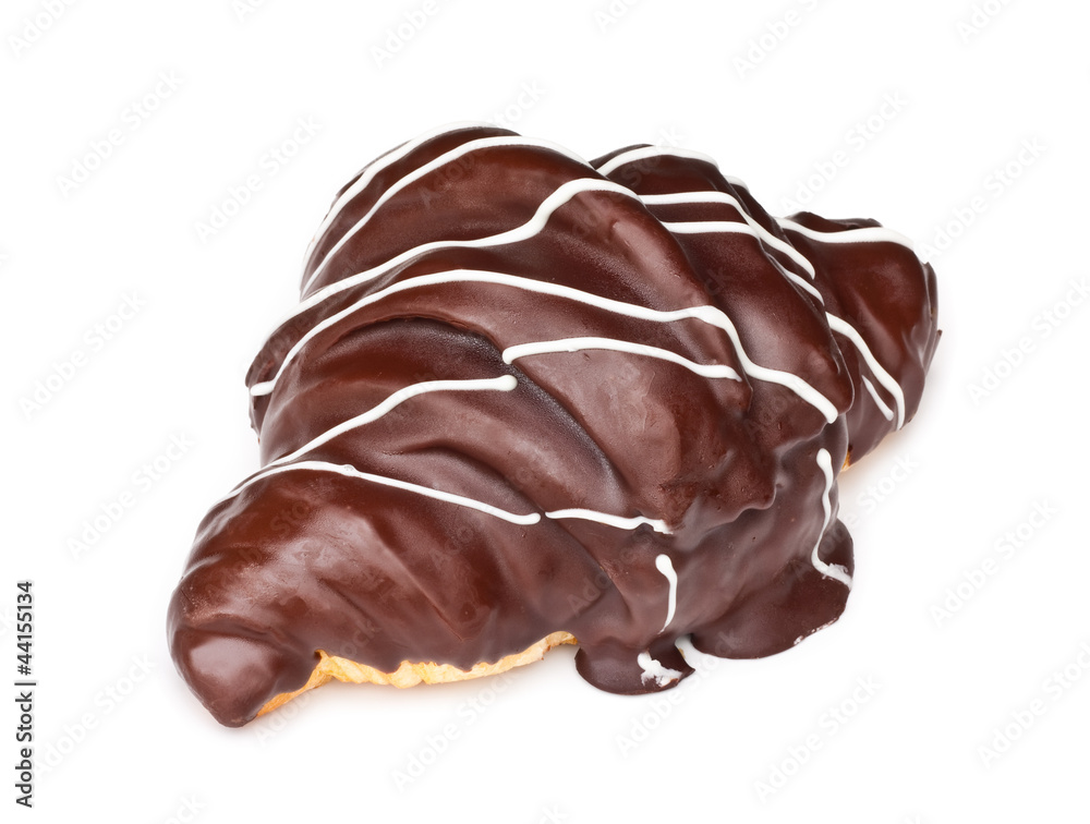 Chilled chocolate croissant, isolated on white background Chilled chocolate croissant, isolated on white background