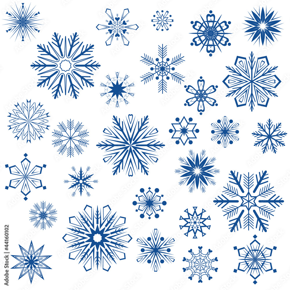 Big set of snowflake shapes isolated Big set of snowflake shapes isolated