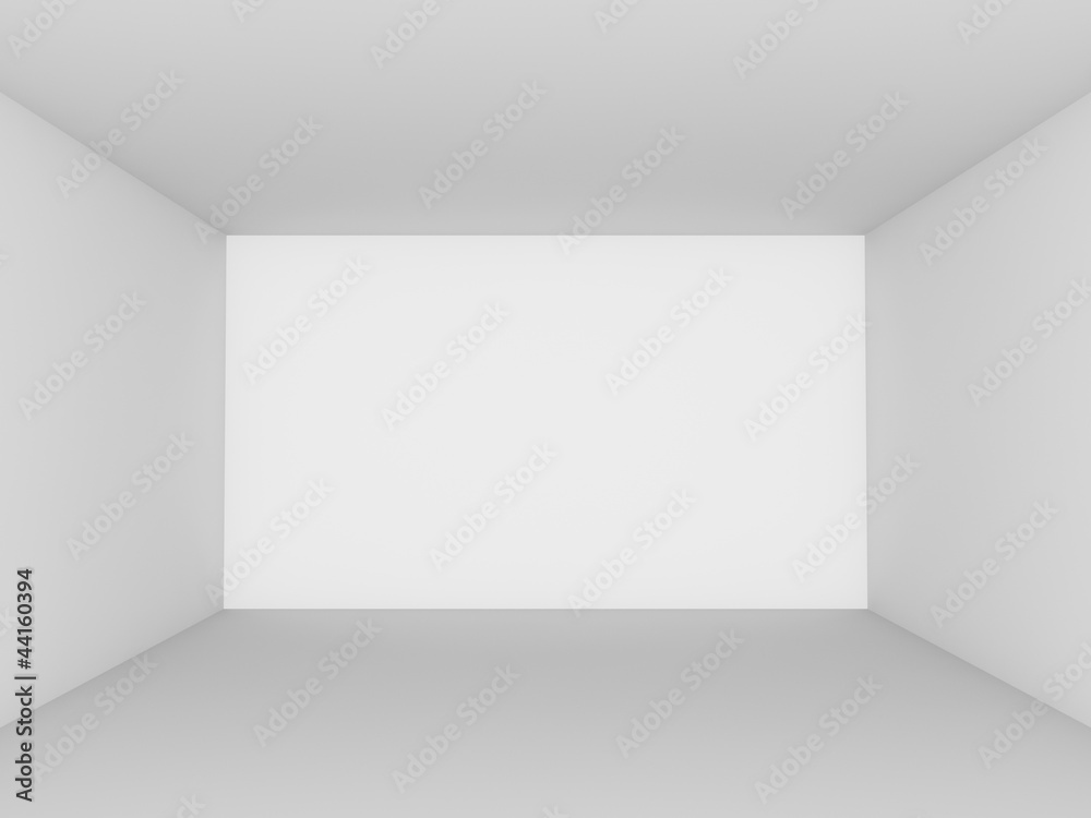 Empty white room perspective view.