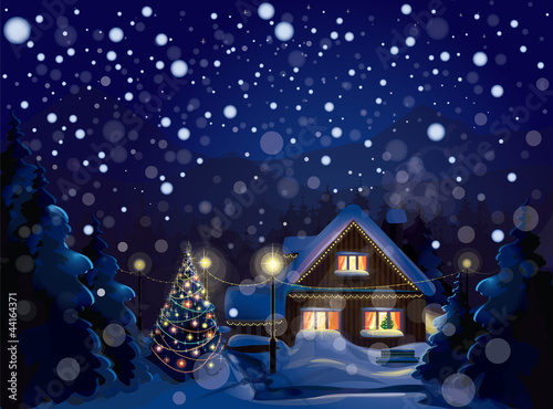 Vector of winter landscape. Merry Christmas!