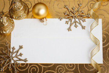 Christmas decorations on gold