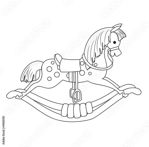 Outlined Rocking Horse. Vector