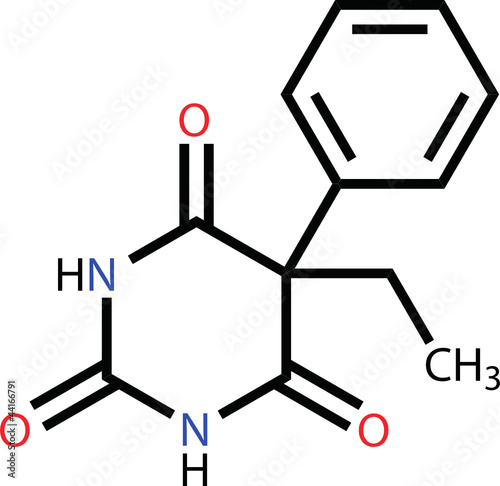 Phenobarbital (epilepsy drug) structural formula photo