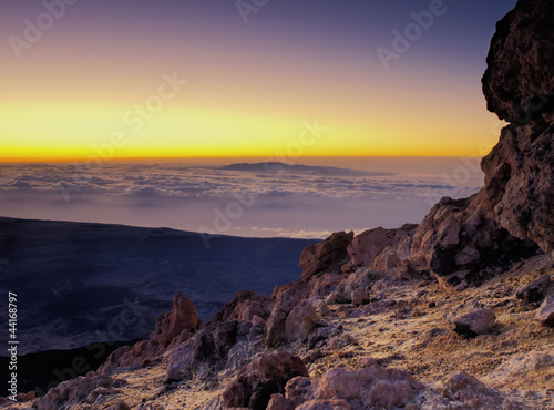 Sunrise on Teide Gran Canaria in the background 