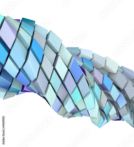 abstract wave swirl 3d shape in blue purple on white