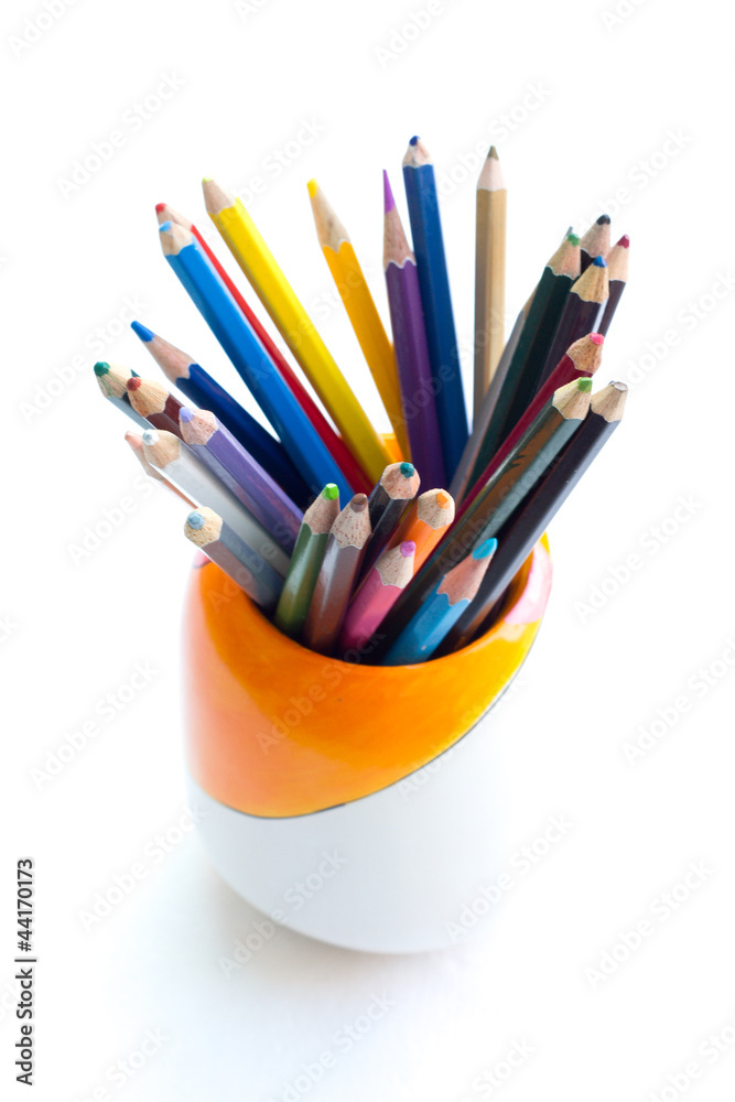 Fototapeta premium color crayons on the white background