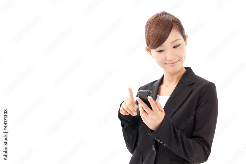 a young businesswoman using smart phone a young businesswoman using smart phone