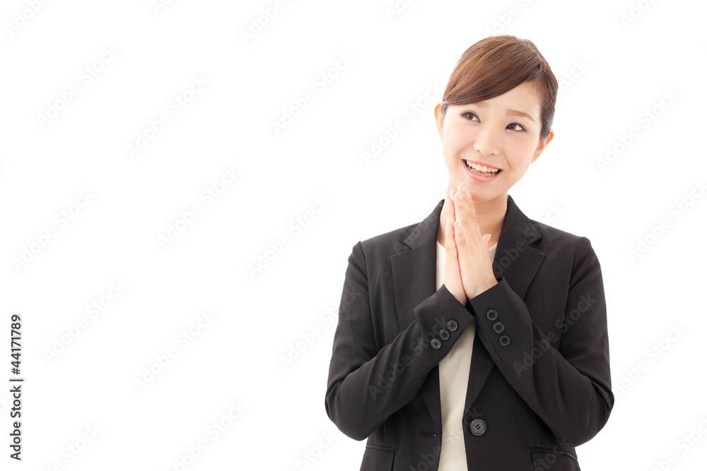 a young businesswoman smiling on white background a young businesswoman smiling on white background