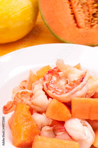 Scampi mit Melone