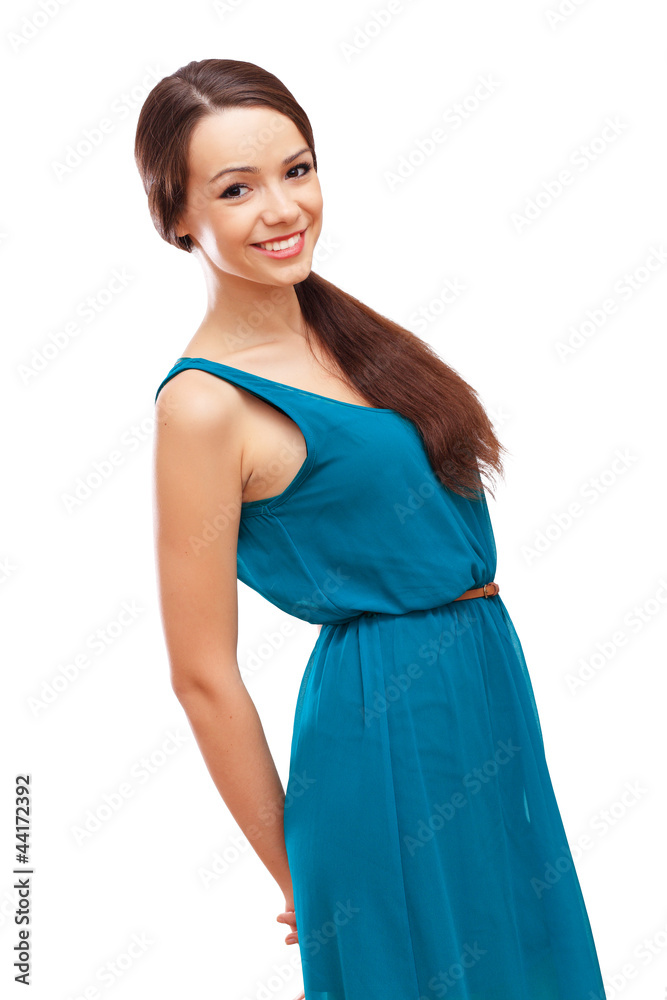 Woman in blue dress Woman in blue dress