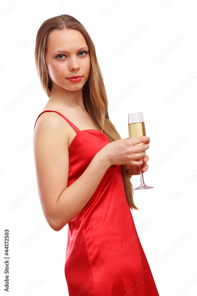 Woman in red dress