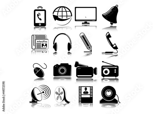 Set of 16 multimedia icons