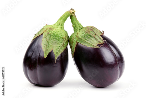 Two aubergine isolated on white background