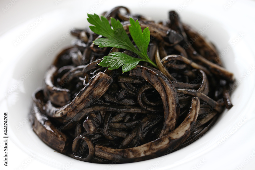 squid ink pasta, black pasta