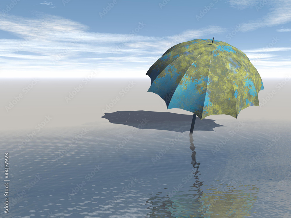 ombrello solitario in riva al mare