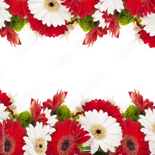 White and red flowers  bouquet of gerber