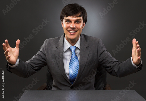 happy businessman with open arms