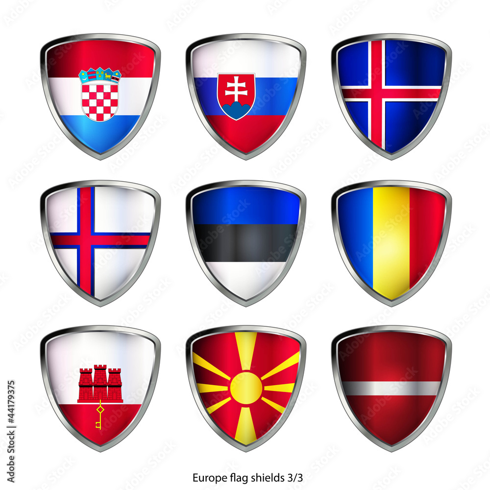 europe flag shields set 3/3