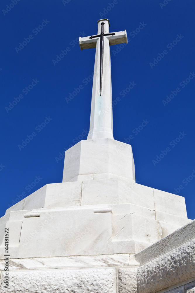 Cross of Sacrifice at Tyne Cot Cemetery in Ypres Cross of Sacrifice at Tyne Cot Cemetery in Ypres