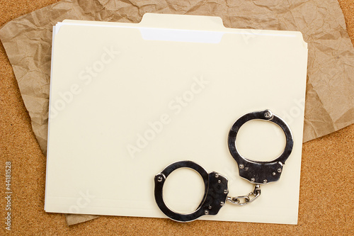 Obraz na plátne Handcuffs and Folder