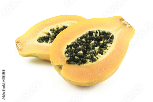 Two halves of papaya