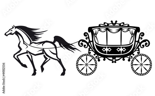 Horse with vintage carriage
