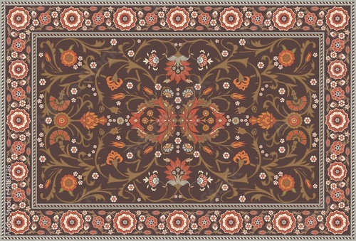 All-over Floral Rug Layout set in a soft earth color scheme