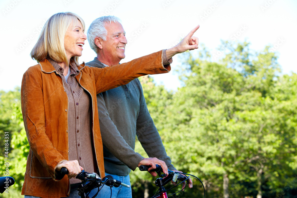 Fototapeta premium Happy senior couple cyclist.