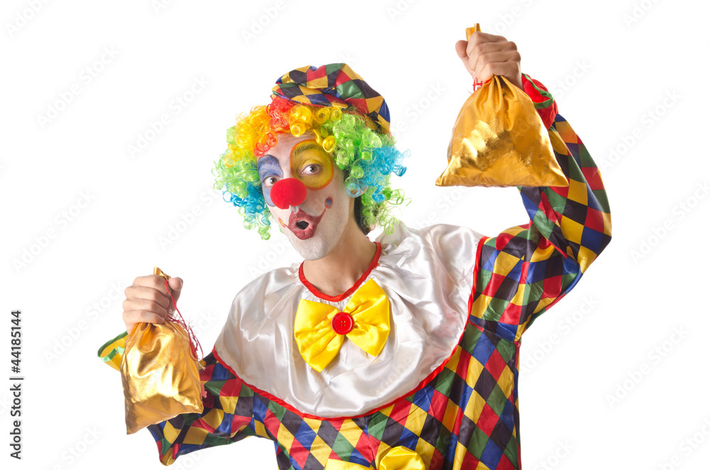 Funny clown on the white Funny clown on the white