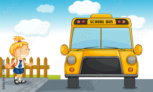girl and school bus