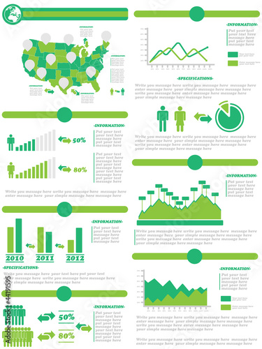 INFOGRAPHIC DEMOGRAPHICS OF STATES OF AMERICA GREEN
