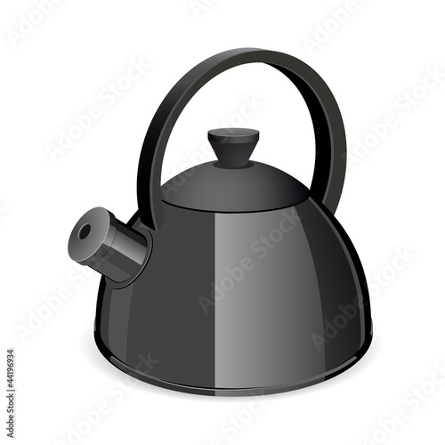 An isolated black tea kettle on a white background