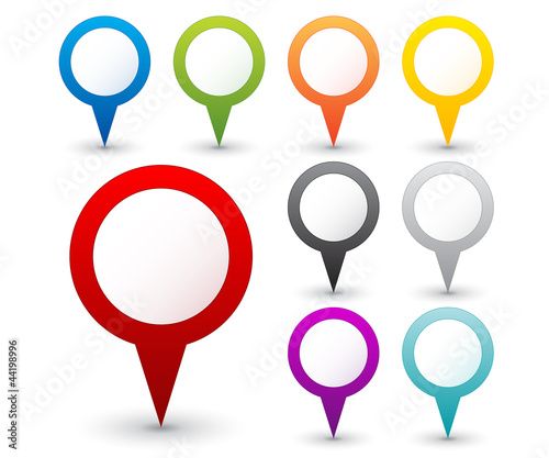 Set of round 3D map pointers