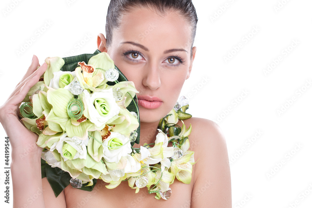 beautiful woman with flower beautiful woman with flower