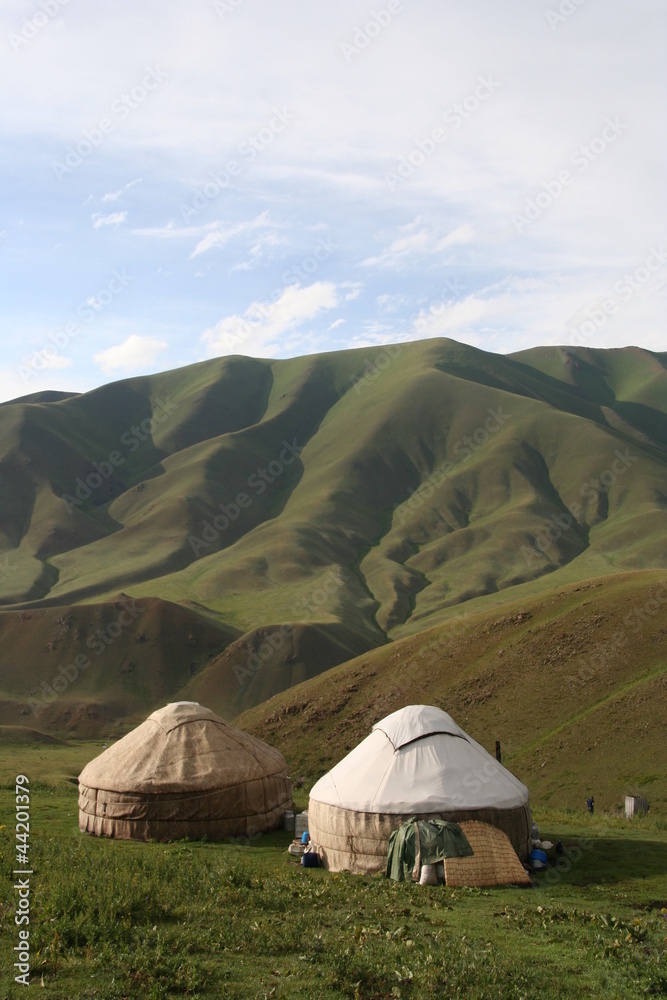 Yurt tents, Lake Song-Kul, Kyrgyzstan, Kirghizistan