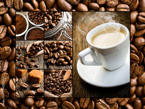 collage of different coffee motifs