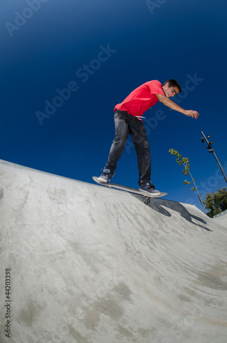 Skateboarder on a curb