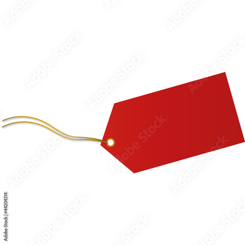Red tag on white background