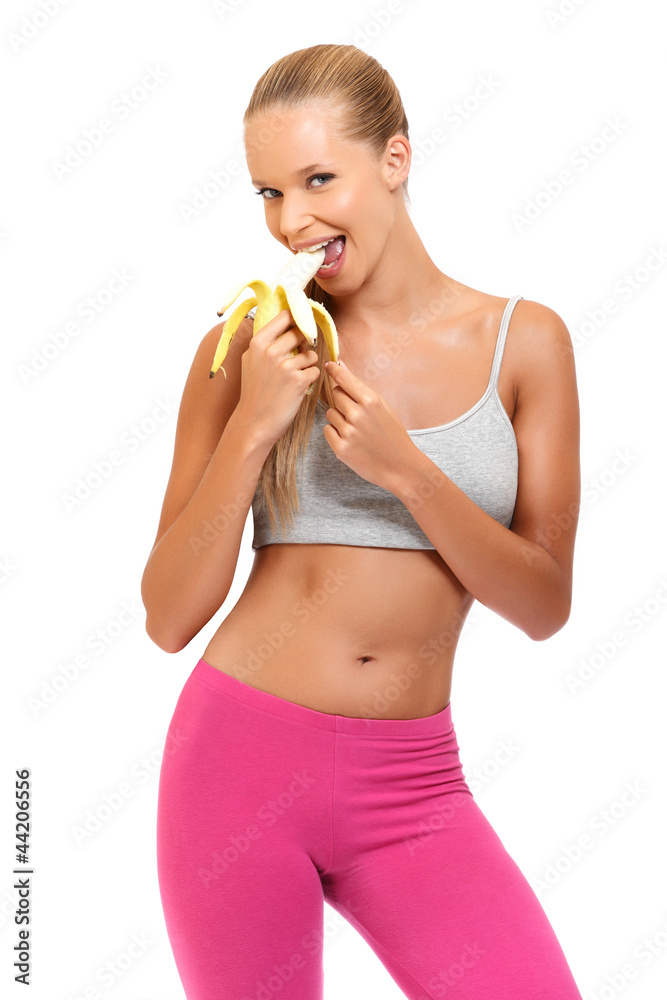 blonde woman eating banana blonde woman eating banana