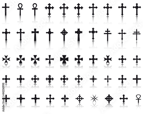 Big collection of crosses isolated on white background