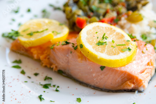 grilled salmon and rice