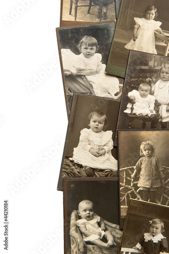 vintage baby portraits in sepia photo