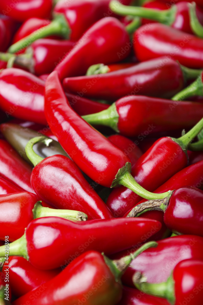 red chili peppers, closeup view