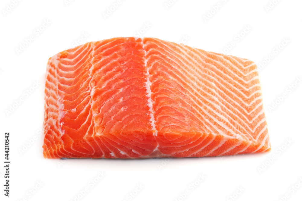 raw big salmon bar over white background raw big salmon bar over white background